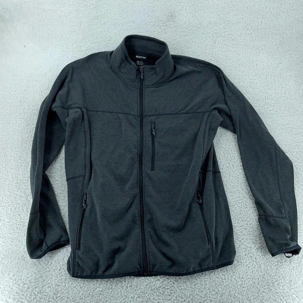 Burton Minturn Fleece Mens XL Gray Polartec Full‎ Zip Sweatshirt Snowboard